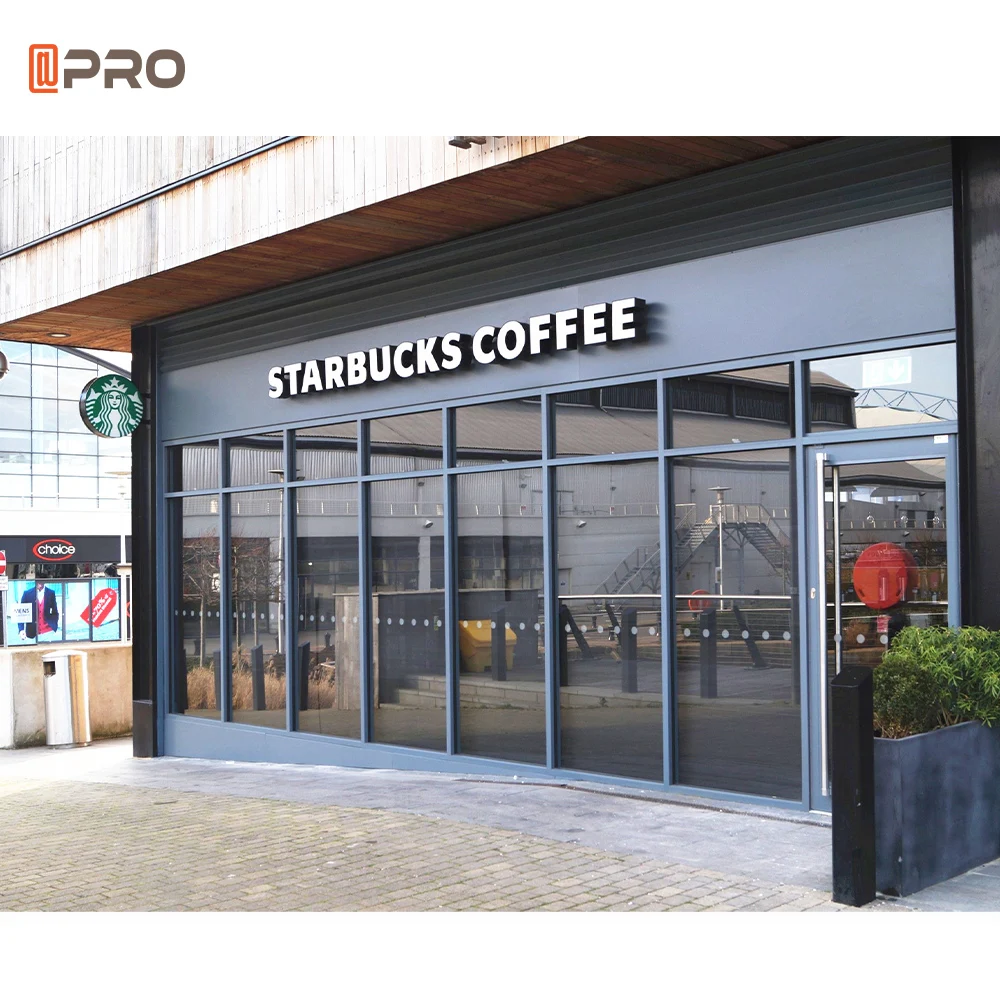 APRO Commercial Aluminium Lowes Bi Fold Door Double Glass Sliding Folding Door For Entrance Shopfront