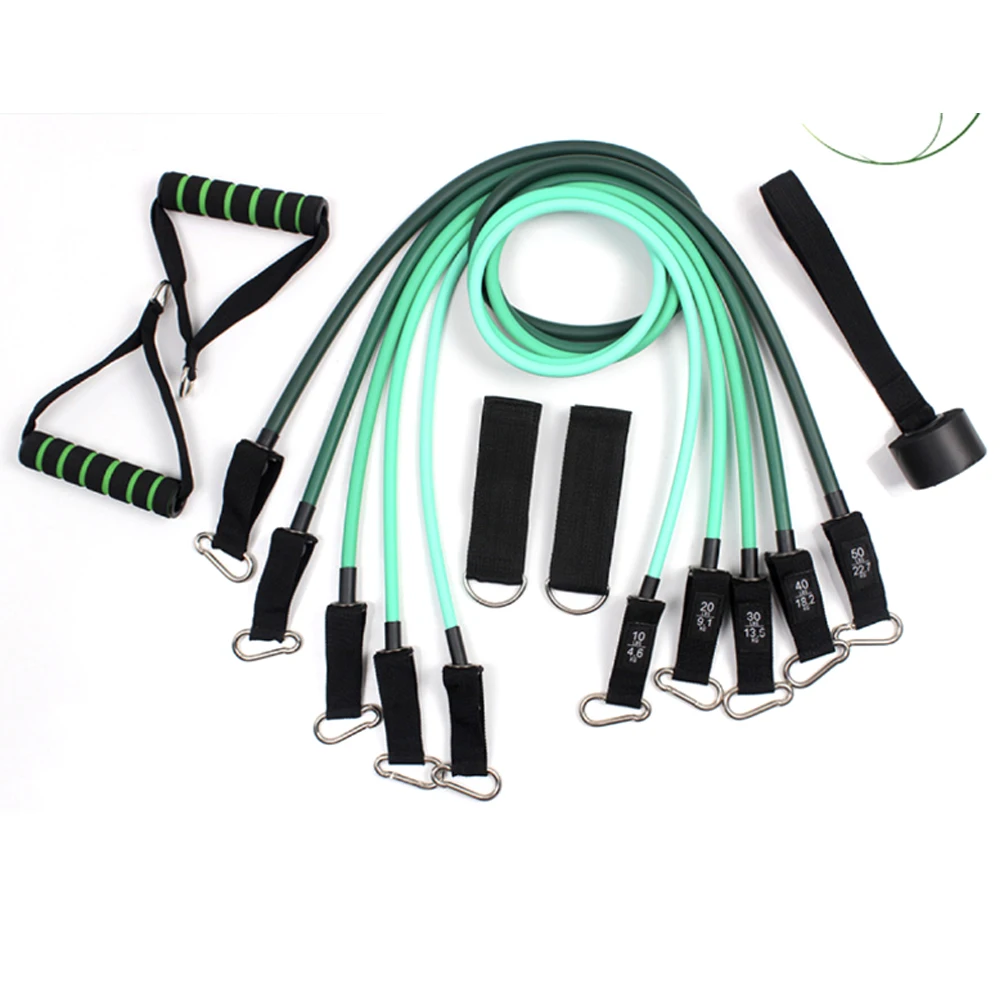 Home Workouts Bands Set Workout Exercise Bands 5 Tube Fitness Bands with Door Anchor Handles Portable Bag Legs Ankle Straps