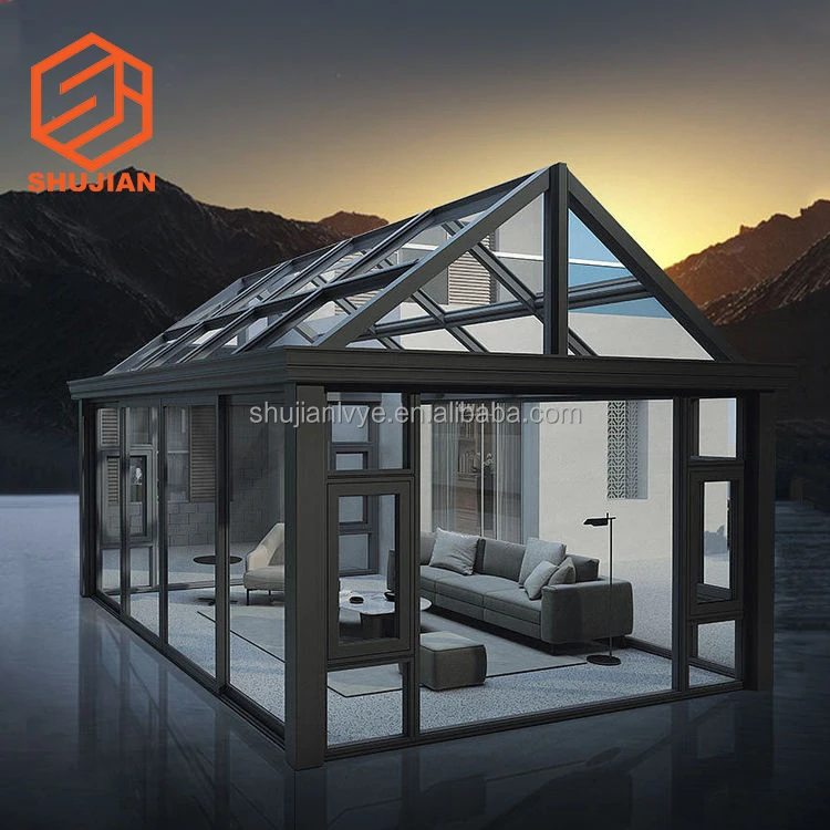 Custom Outdoor Sunroom Aluminium Frame Single-wall Glass Sun Room Aluminium Roof Conservatory Extendable Sunroom
