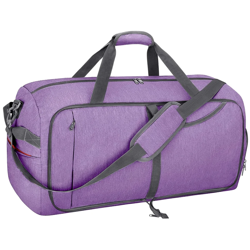 65L Travel Duffel Bag Foldable Weekender Bag with Shoes Compartment for Men, Women