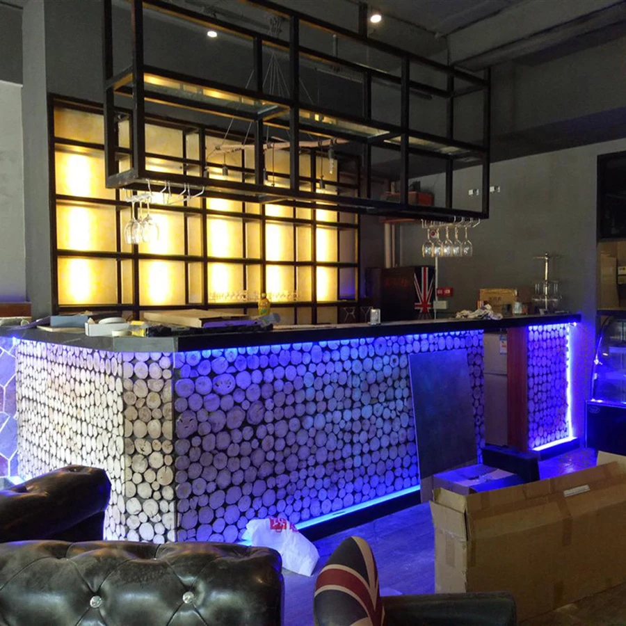 GUCI log pile wooden wall decoration mosaic rough original style wood decor idea