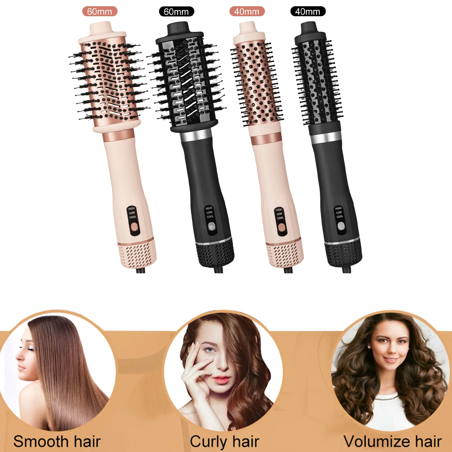 High-Speed 1600W Brushless Motor Hair Brush New Design ionic Laser Hair Dryer Electric Power Source Household Hotel Use Bristle