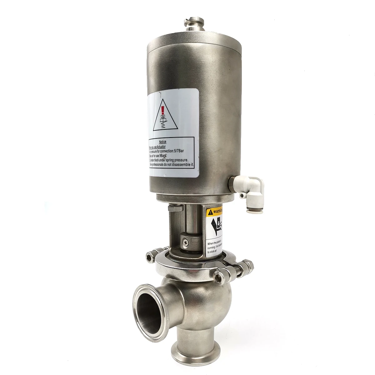 Hygienic Stainless Steel Pneumatic Shut-off Single Seat Valve N Type for Dairy Food Beverage Pharmaceutical Industries