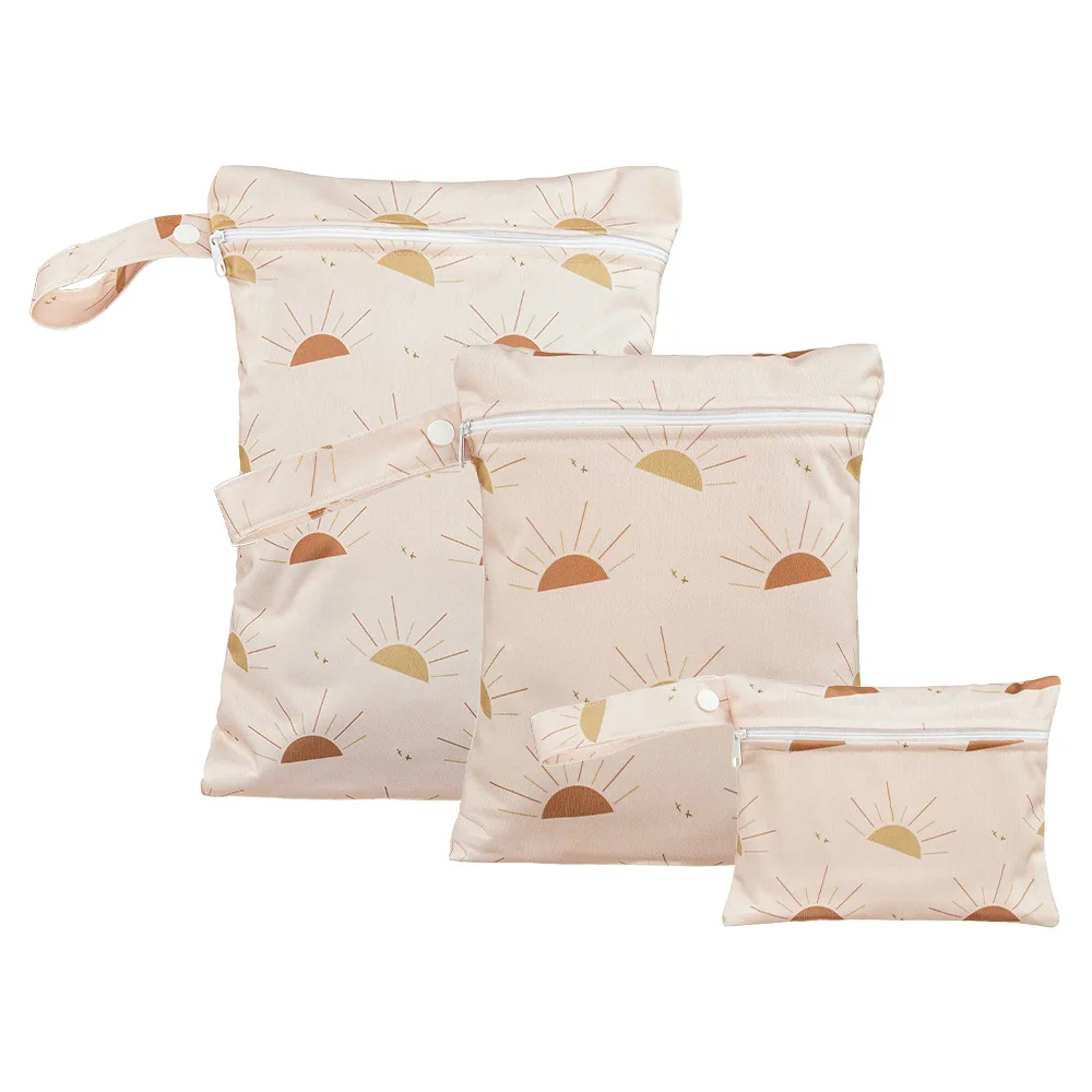Custom Waterproof Printed Nappy Wet Bag Multi-purpose Baby Diaper Storage Bag Baby With Zipper Pockets Travel Bag