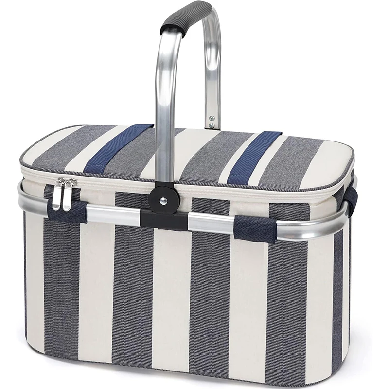 Extra Large Waterproof Aluminium Foil Large Foldable Storage Cooler Bag Insulated Picnic Basket With Handle