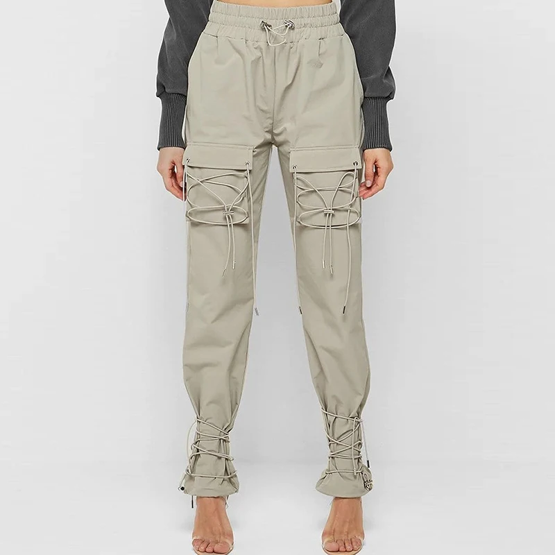 Hot Sale Autumn Clothing High Quality Loose With Elasticated Waistband Custom Logo Woman Cargo Pants