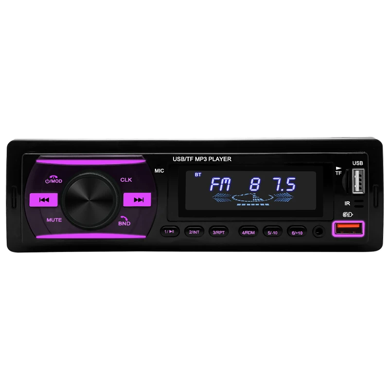 Single Din Auto Radio Stereo Universal Car MP3 Player BT//FM/USB/SD/AUX Color Light 1 Din MP3 Player