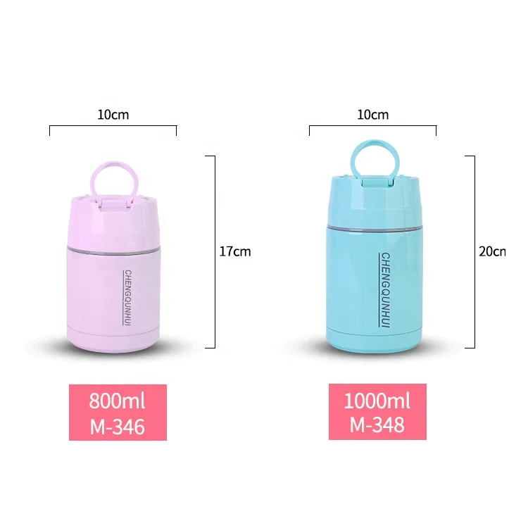 
High Quality Double Wall 304 Stainless Steel Food Flask 800/1000ml Purple Green Blue Vacuum Insulated Rice Stew Thermos Food Jar 
