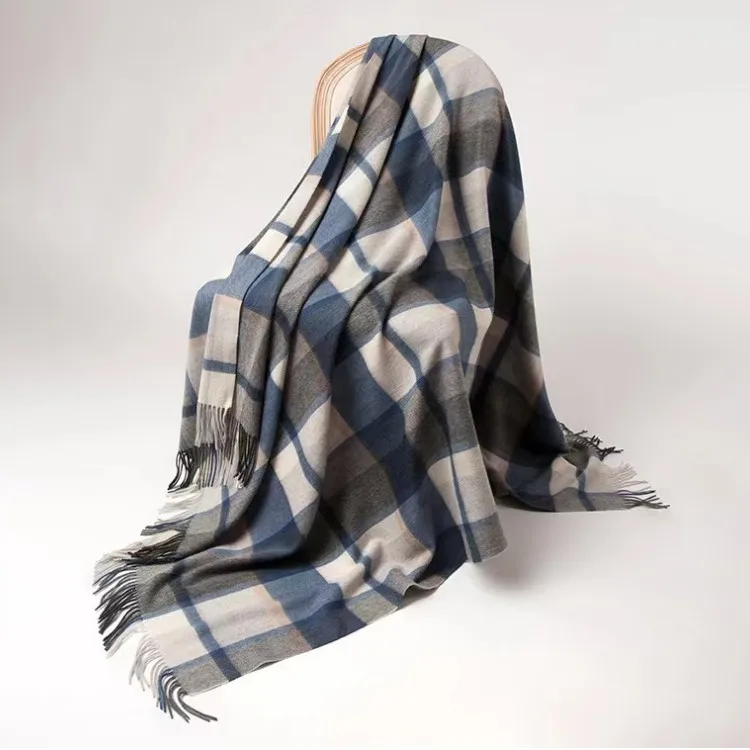 100% Wool blanket custom throw tartan wool blanket