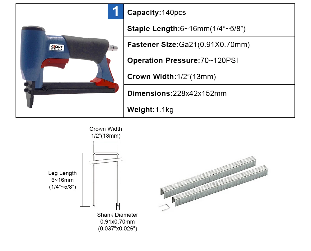 21GA Pneumatic BEA Air Stapler Gun 8016 Wood Stapler Gun Upholstery Air Stapler