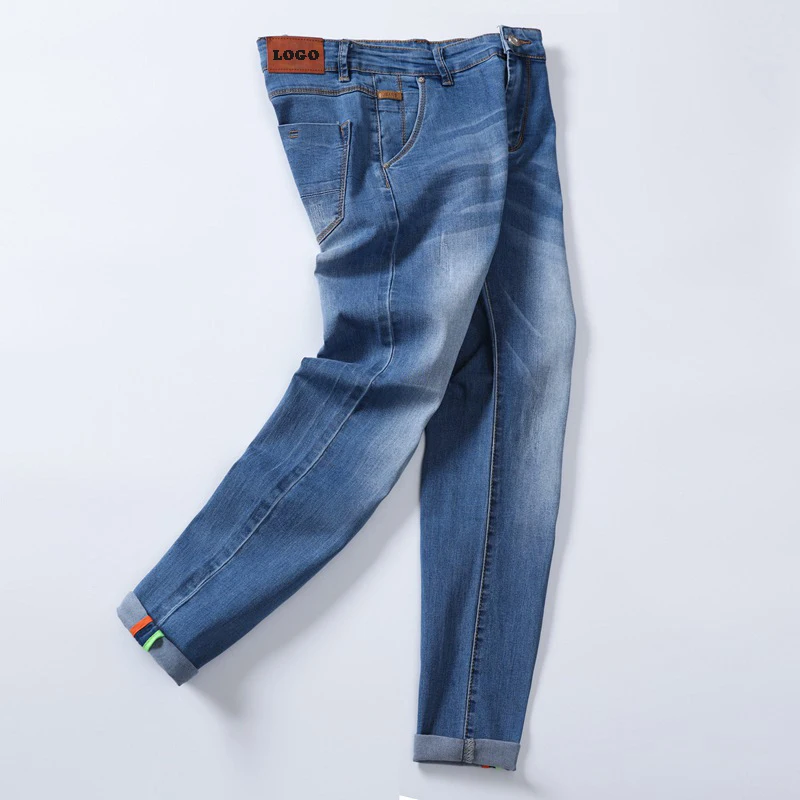 Factory OEM ODM stacked flare jeans Blue Fashion Jean Homme Animal Character Slim Fit Men Jean Pants