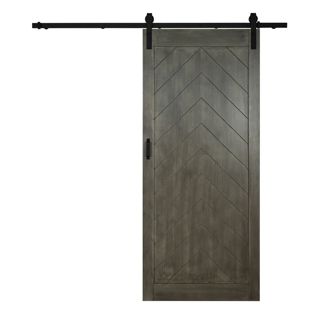 indoor  furniture 36x84 inch W style solid wood Multilayer  sliding Barn door with handle and accessories