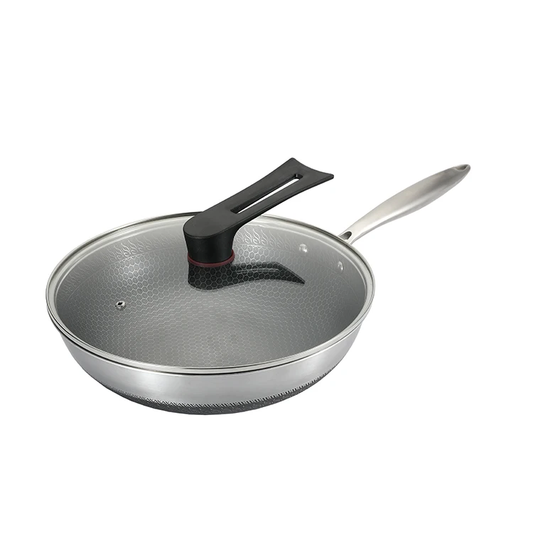 
Kitchen cookware Professional 30cm Stainless steel wok with Transparent glass lid 