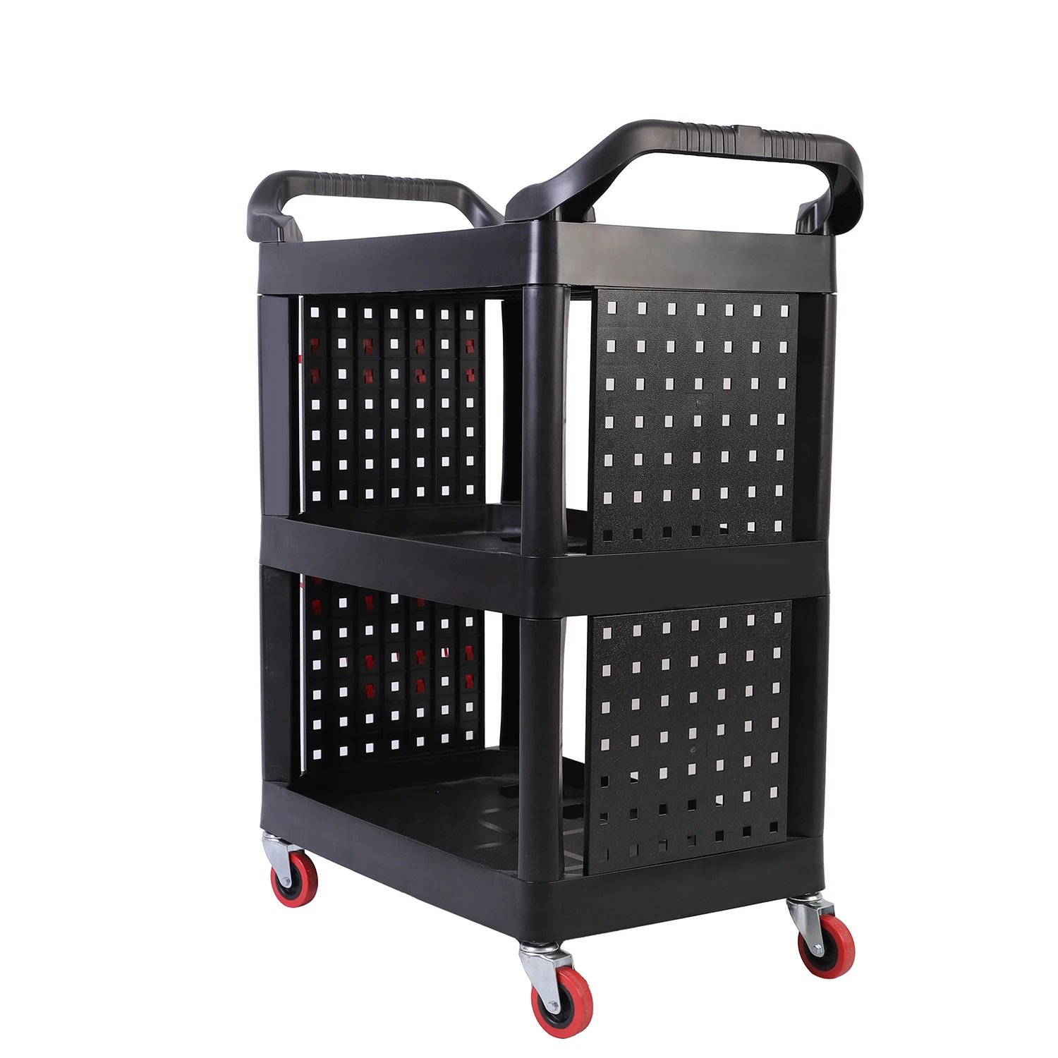 Manufacturer Sale Car Wash Detailing Trolley Three layer Auto Beauty Tool Trolley With Pegboard And Hanging Buckets