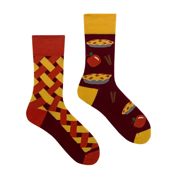 KT-N Spring and Summer New Style Couple AB Socks Asymmetrical Mandarin Duck Socks Cartoon Jacquard Mid-tube Cotton Socks