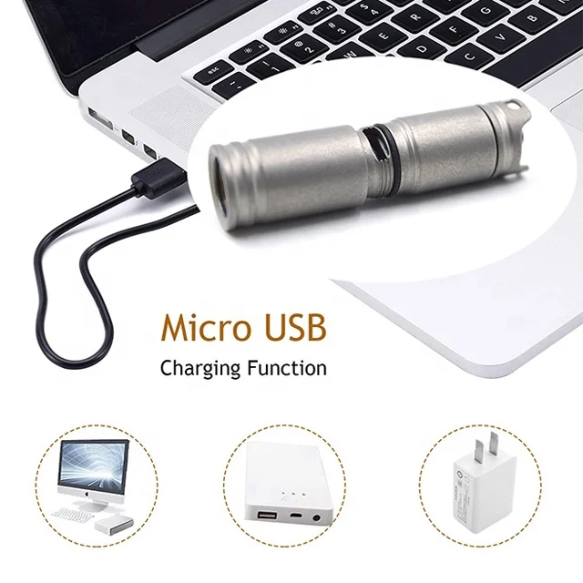  Походный Перезаряжаемый USB-фонарик титановый светодиодный фонарик с отверстием для