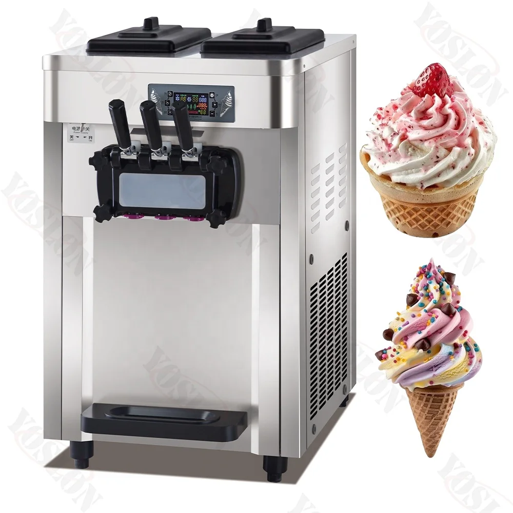 Stainless New Commercial Table Top Three Flavor Soft Ice Cream Machine Mini Soft Ice Cream Machine Price Small Ice Cream Maker