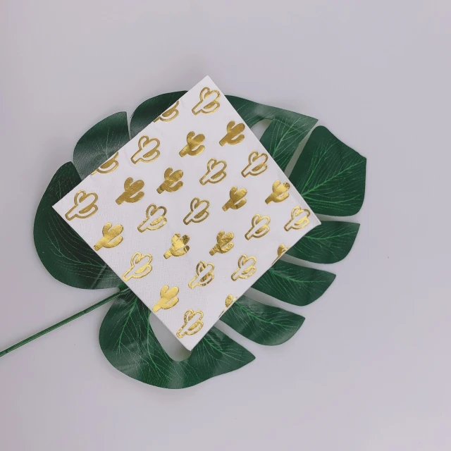 5 inch Decorative Beverage Cocktail Paper Napkin,Gold Foil Strip Dot Serviette Sliver Foiled For Home Hotel Restaurant