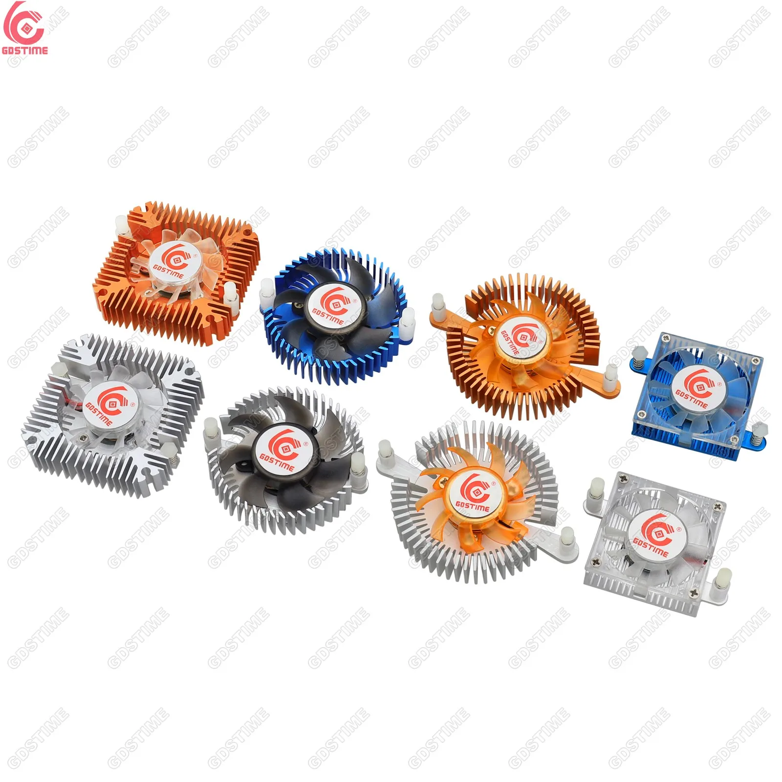 Computer DC 12V 5V 2Pin 80mm VGA Round Aluminum Heatsink Cooler Fan 64*14