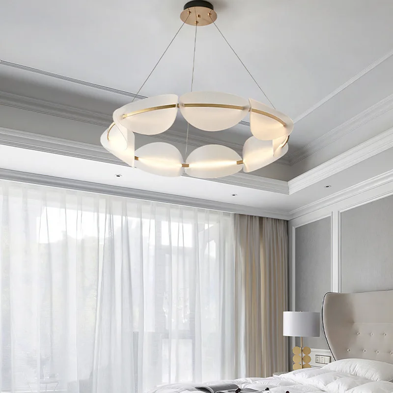 Modern Living Room Chandelier Bedroom Ring Home Luxury Minimalist Nordic Pendant Light Restaurant Petals Ceiling Lamp