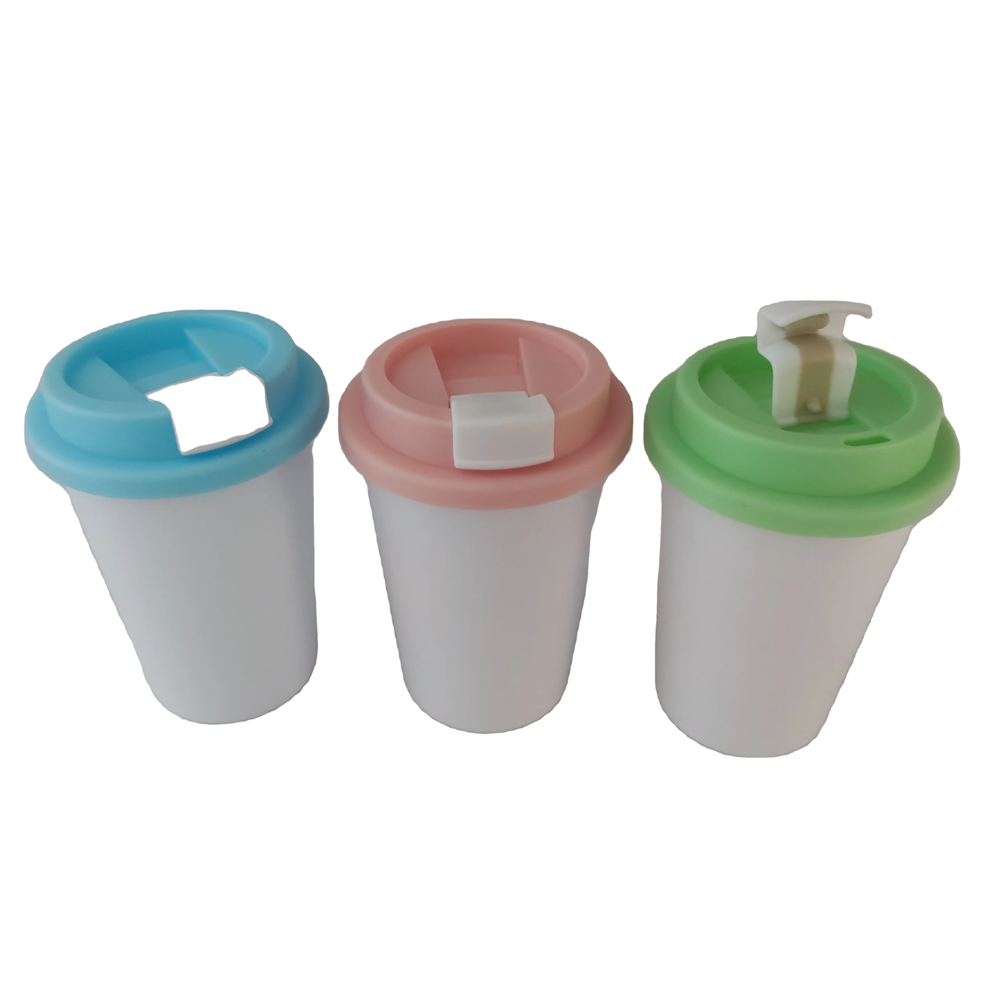 promotion gift custimation double wall travel cup with paper inserted 350ml plastic water bottle with lid