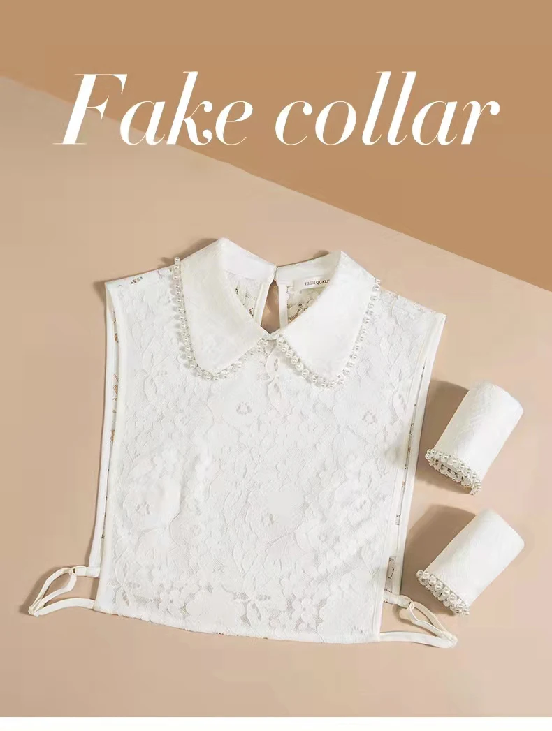 custom Clothing accessories neck white embroidered flower designs elegant women girls detachable lace shawl fake collar