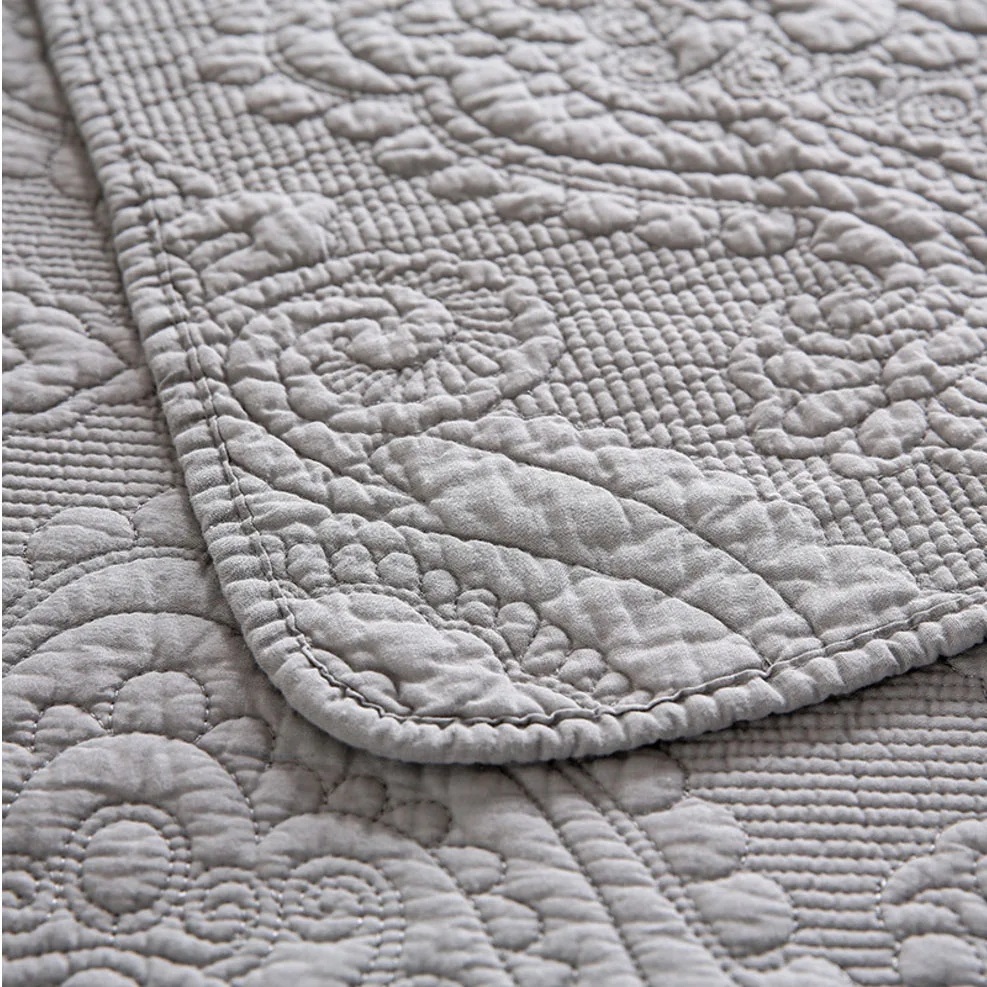 Однотонное домашнее покрывало из 100% хлопка с вышивкой размер Queen/King хорошее