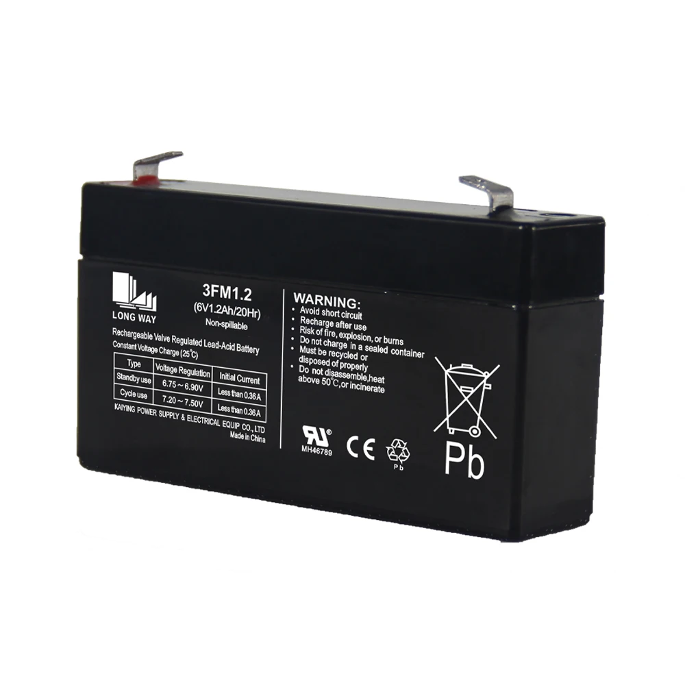 Low Self-discharge 6V 1.2Ah GEL Rechargeable UPS backup batteries 3FM1.2 LONGWAY for Lead acid Battery