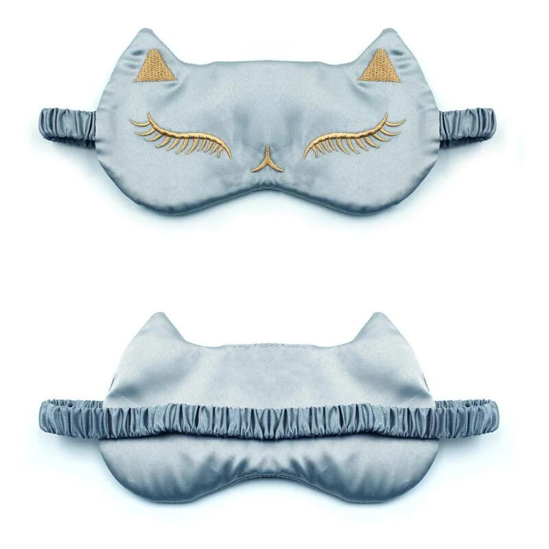 custom logo luxury beauty cat silk eye mask for sleeping