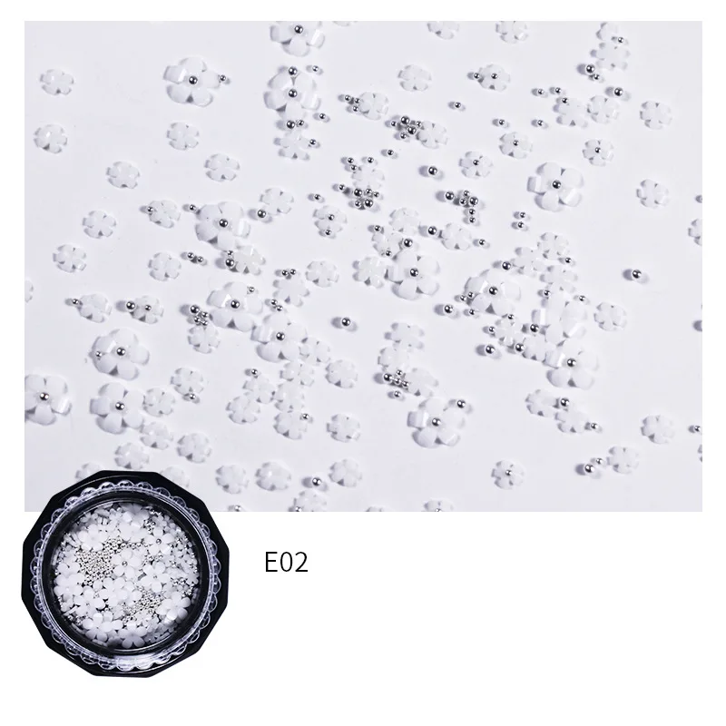 
Hot And New Nail White Flower Decoration Resin Dried Flower For Nail Art White Flower Nail Art 