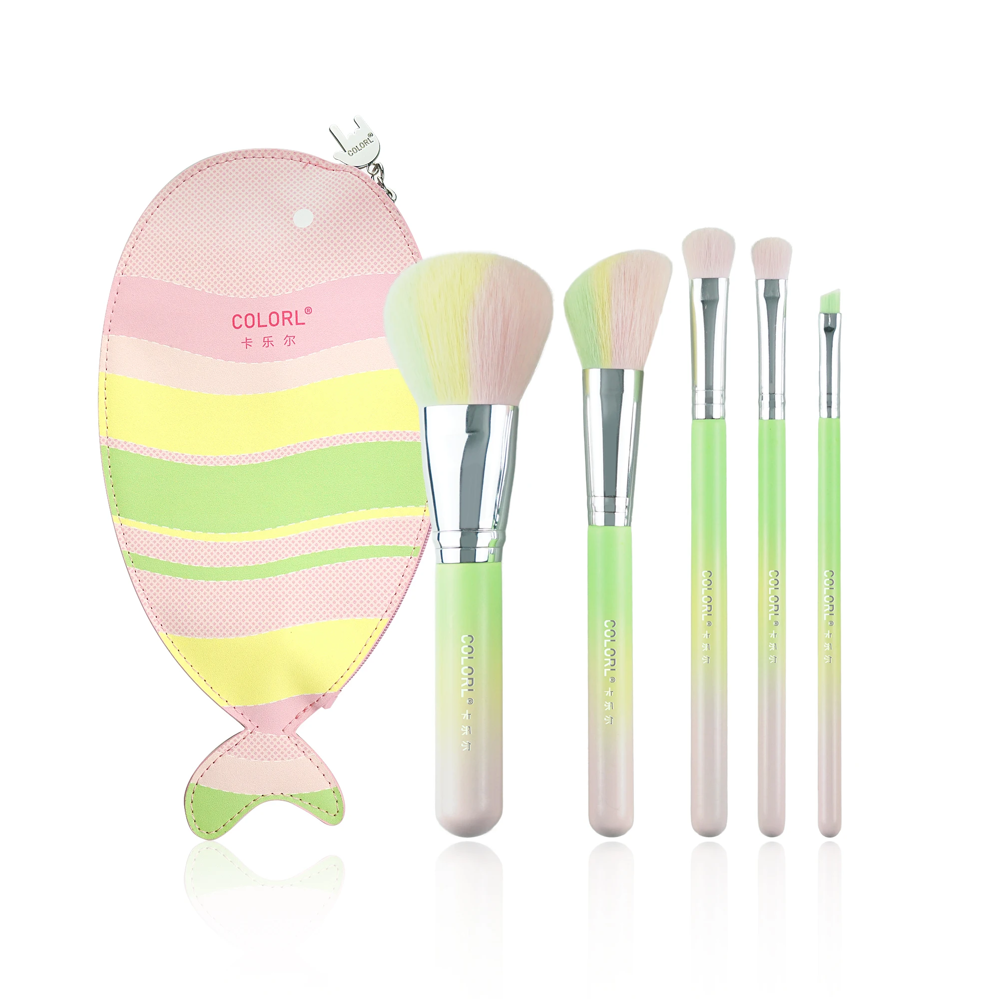 Manufacturer Supplier 10 Pieces Rainbow Gold Set Waterproof Foundation Makeup Brushes Custom Logo