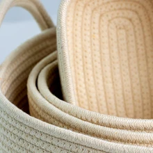 KUYUE Rope Woven Decorative Foldable Storage Basket Modern Folding 4-pack XL 100% Cotton Customizable Custom Size Accepted