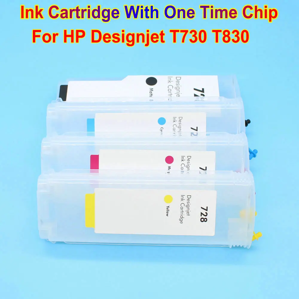 For HP 728 Refillable Ink Cartridge With Chip Printer Refill Ink Cartridges For HP Designjet T730 T830 Print Plotter 300ML Kit