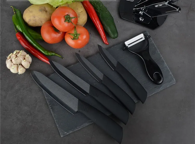 Customization Black Color Ceramic Knife Set 6 Pieces Knives with Acrylic Holder