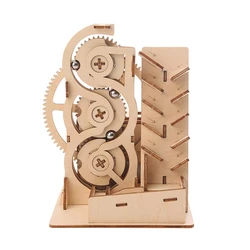 Wincent custom Wooden folk crafts solar energy mechanical gear toys wood puzzle 3d adult STEM educational