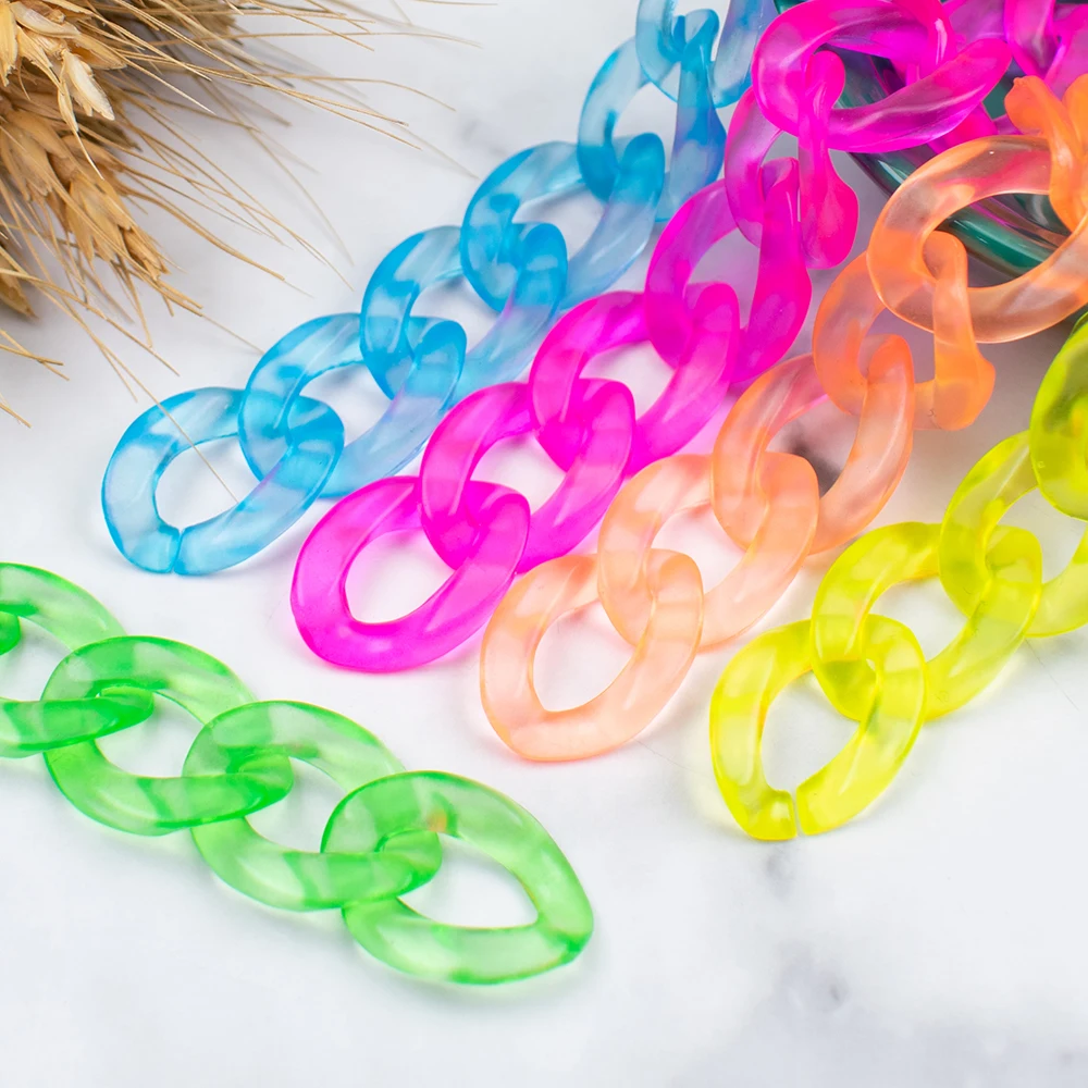 MELLON Matte fluorescent multicolor 17x23mm Acrylic Chain Link Clasp For DIY Jewelry Findings Chain Making