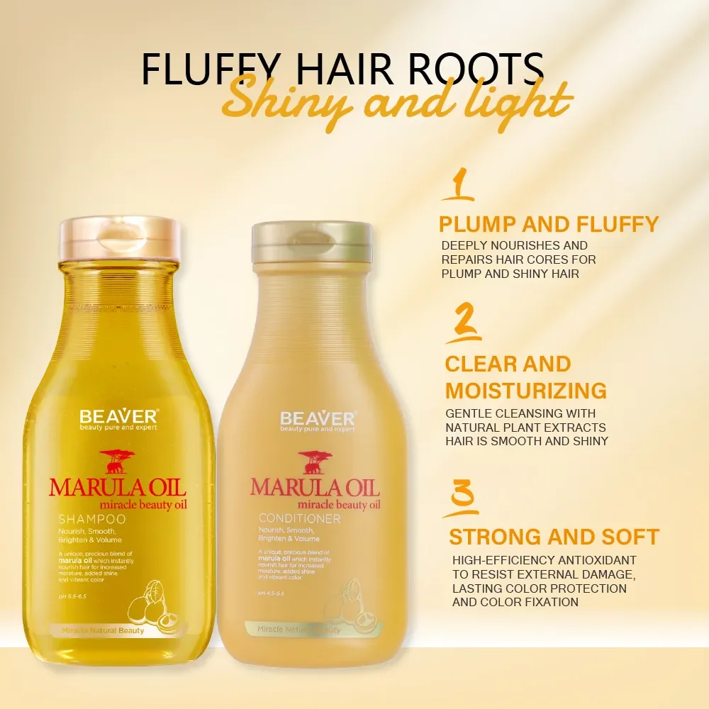 Beaver Hot Selling Anti-Frizz Moisturizing Shiny Nourishing Marula Oil Shampoo and Conditioner for Dry Damaged Hair