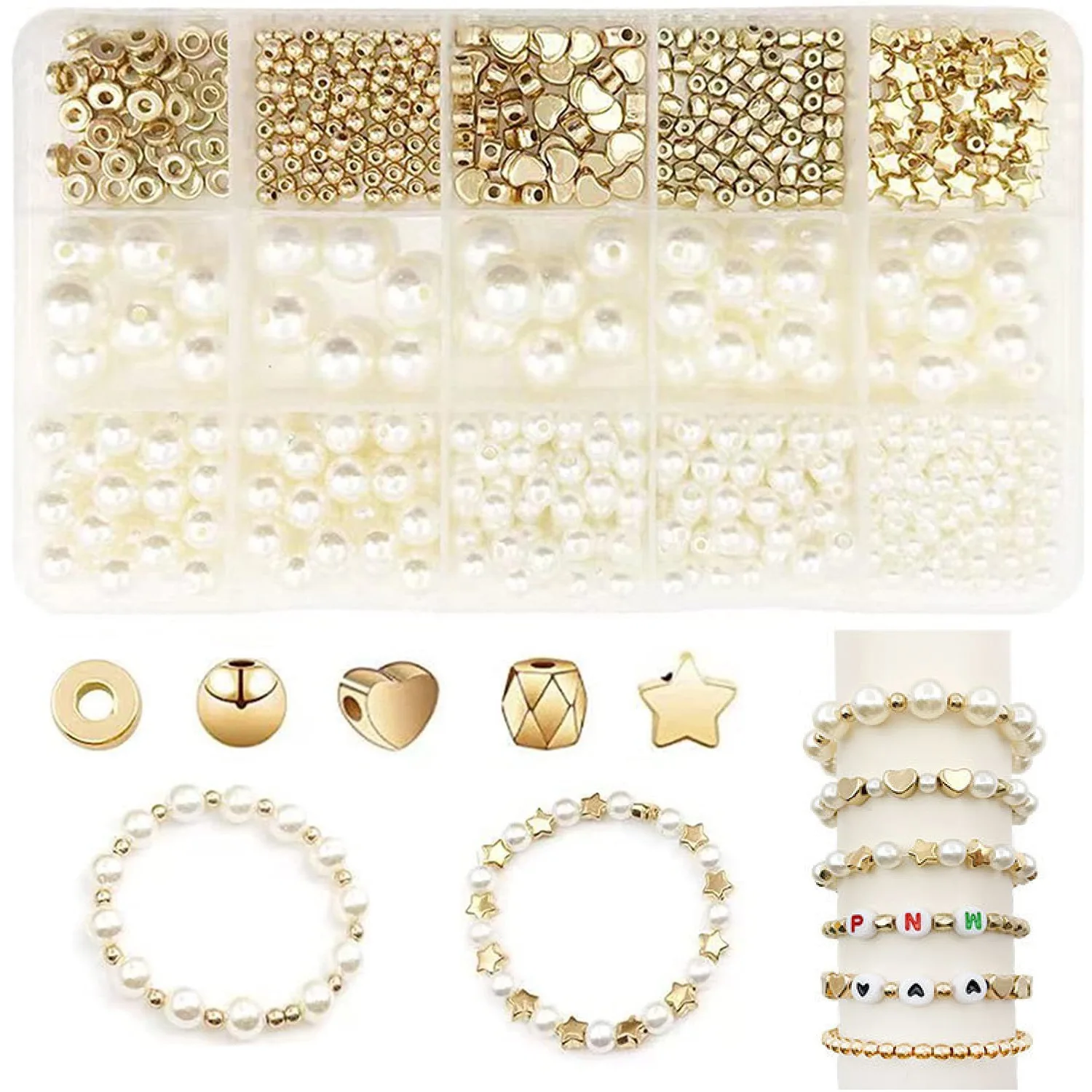 Wholesale Amazon best-selling 15 grid 720 piece boxed pearls, used for DIY jewelry necklace jewelry production