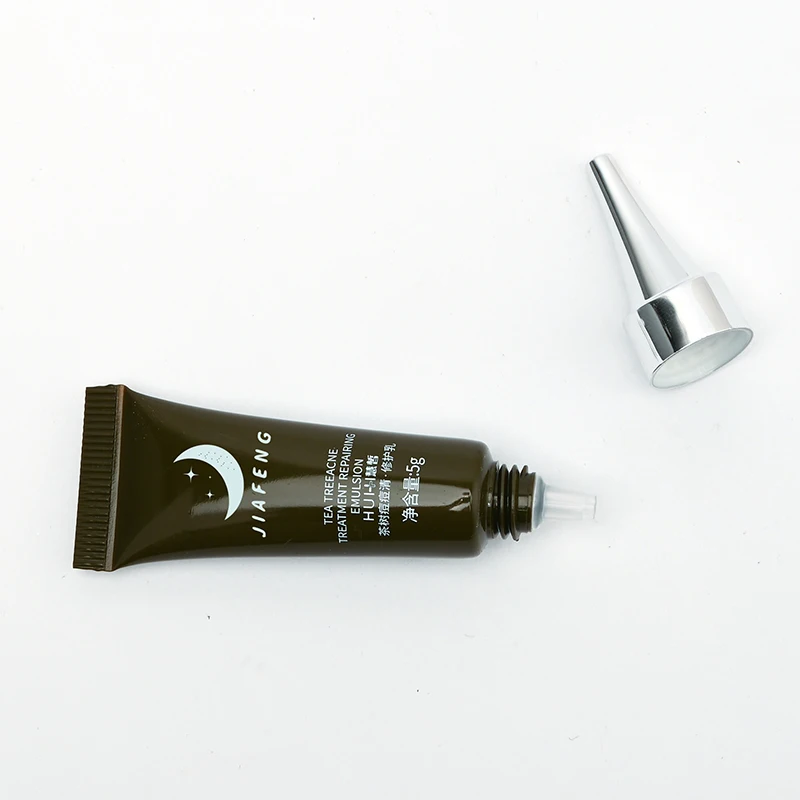 Matt Black Mini eye Cream Empty Cosmetic Tube 5g Clear Squeeze with metal applicator
