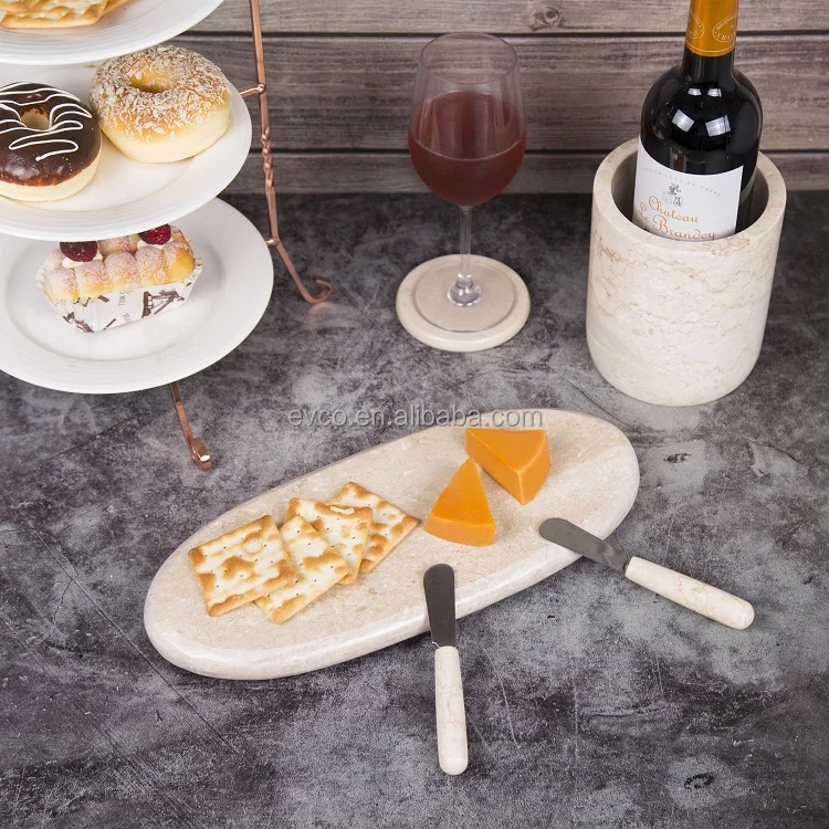 Natural Champagne Marble Oval Tray for Serving