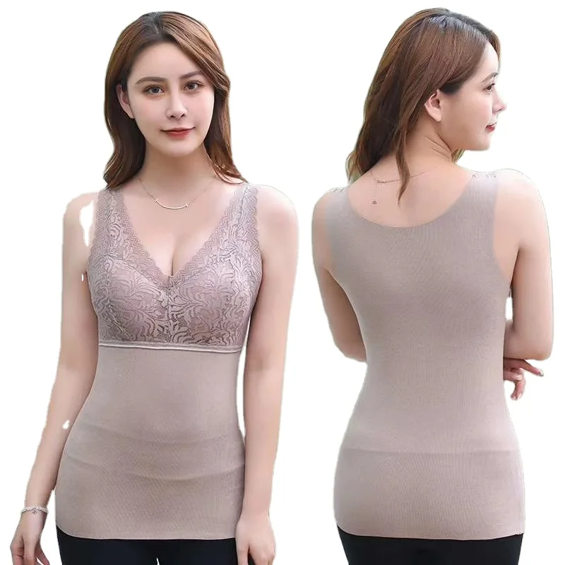 Plus velvet padded bralettes beautiful back stylish comfortable lingerie lace Warm camisole