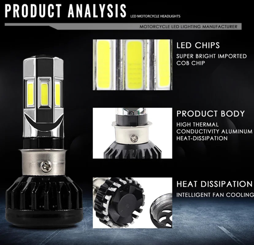 Motorcycle Signal Lights 35W 6 Sides Cob Chip Headlight Led Position Light 12V 6Led Bajaj Boxer Lighting System
