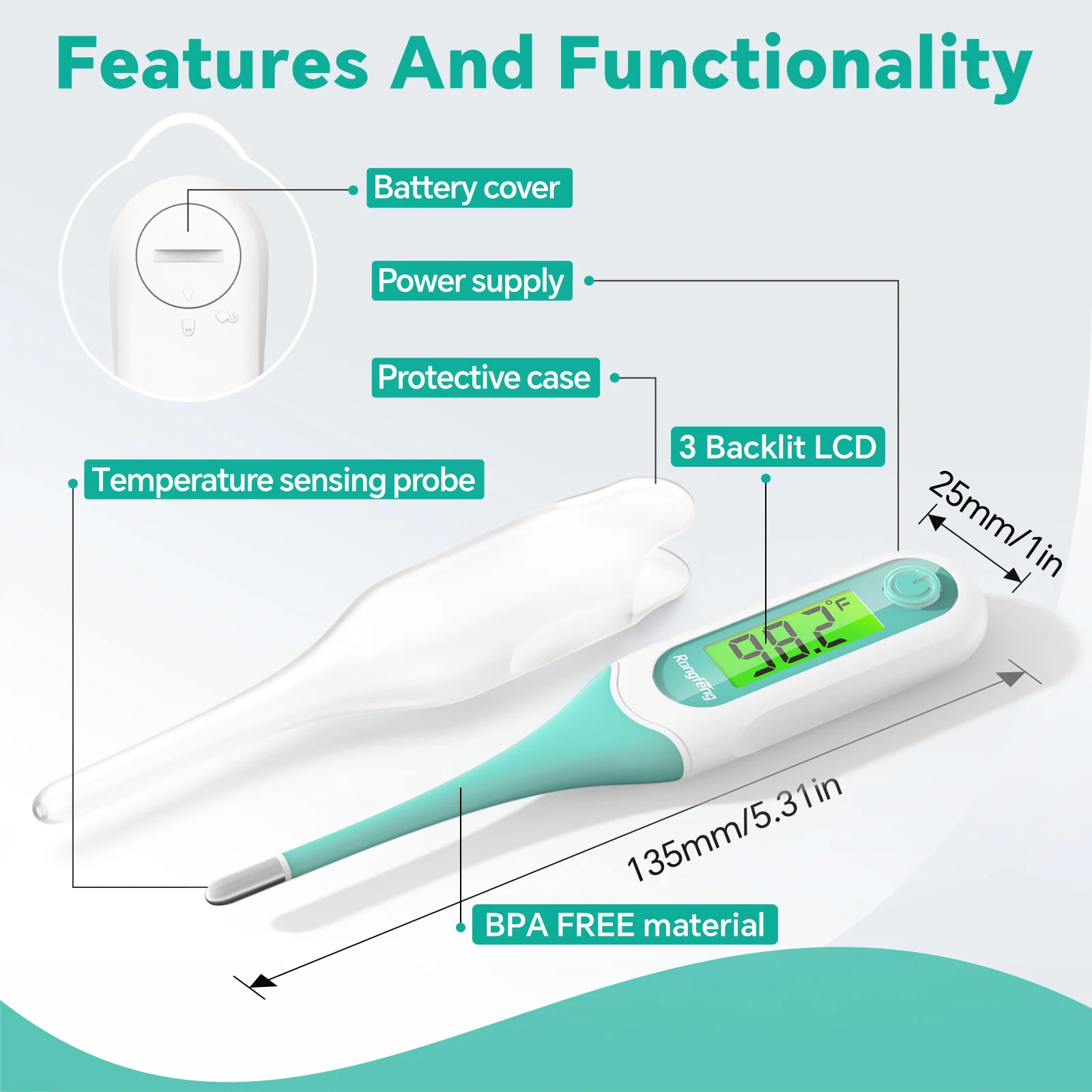 10seconds Fast Read Portable Baby Oral Thermometer Digital Thermometer  Electronic Flexible Thermometer For Family,Medical