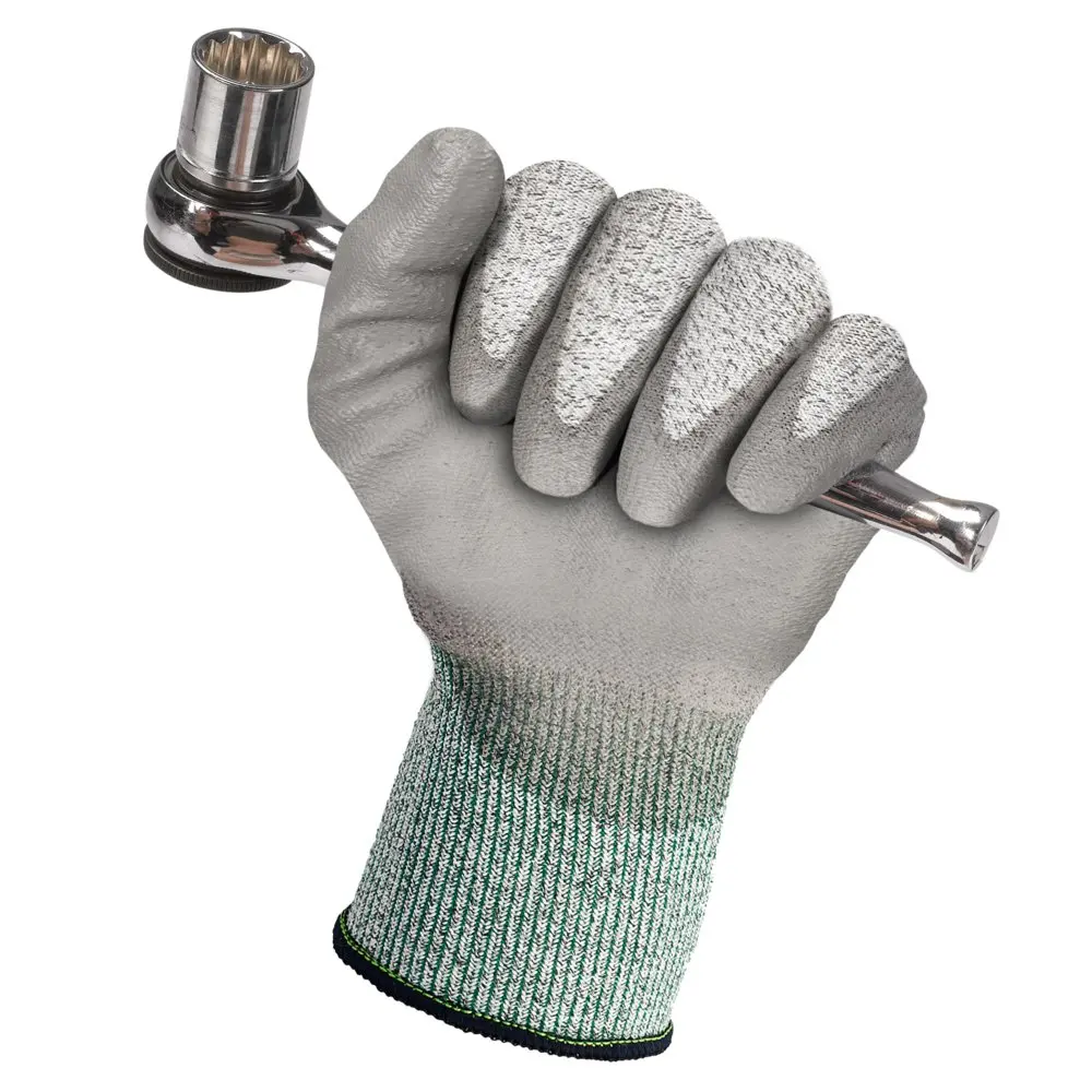 Rigger PU coated Gloves Construction Industrial Work Level 5 HPPE Anti Cut Resistant Gloves