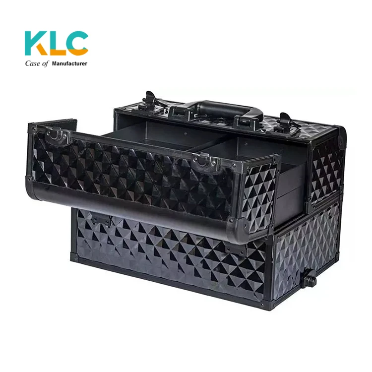 Curious BlackPro Makeup Artists Rolling Train Case Trolley Case , Cosmetic trolley case,rolling Beauty train case