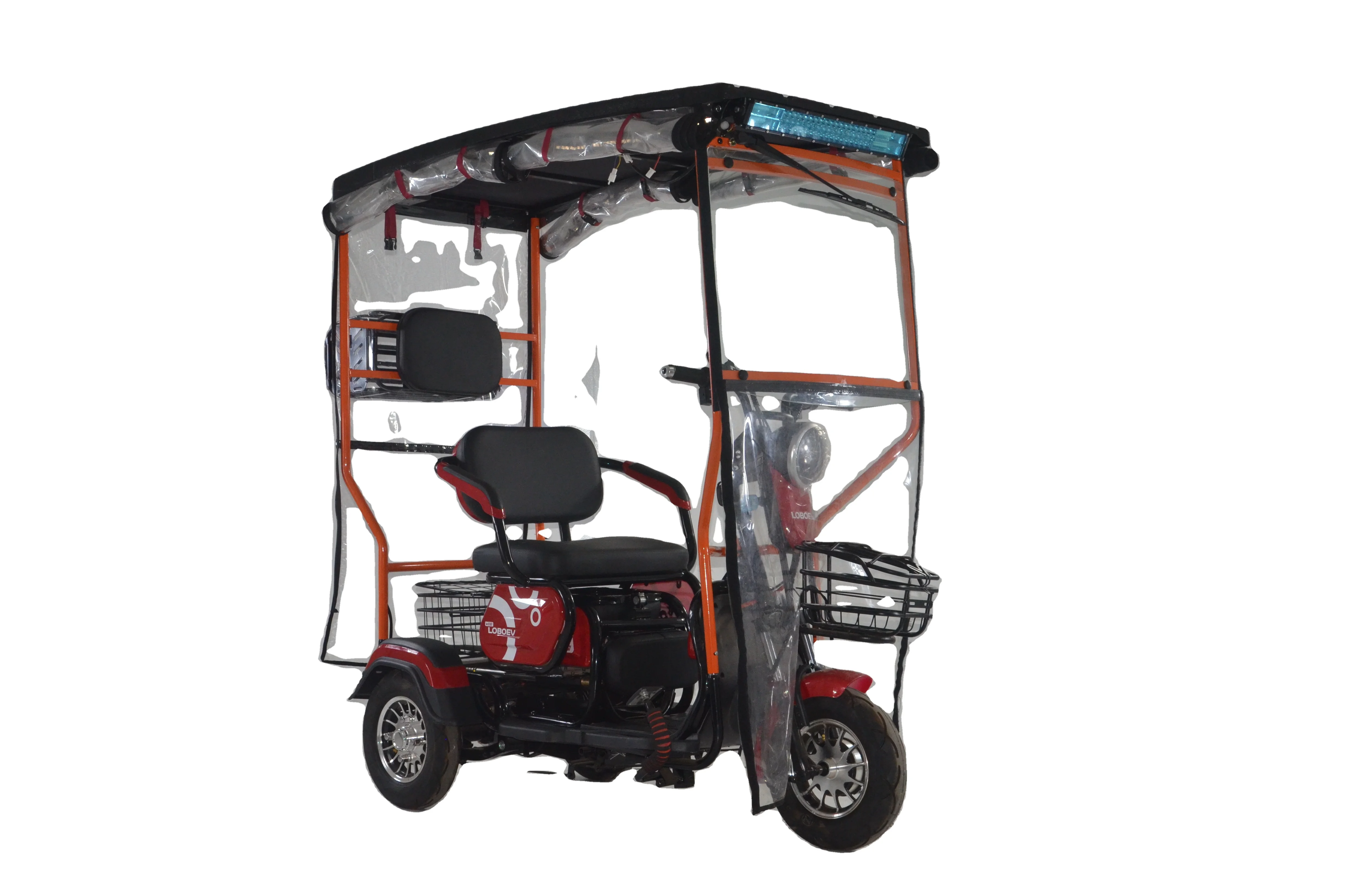Durable Popular Solar electric tricycle With rain curtain Folding Seats With wiper electric tricycles with solar panel