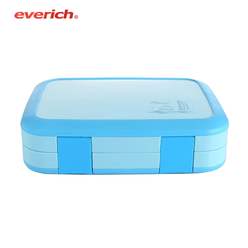 Plastic  BPA-Free Bento Lunch Box With Four Compartments  Microwave & Dishwasher Safe