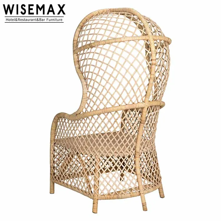 WISEMAX FURNITURE Indonesian Modern Artistic Design Single High Back Throne Chair Garden Living Room Rattan Leisure Chair