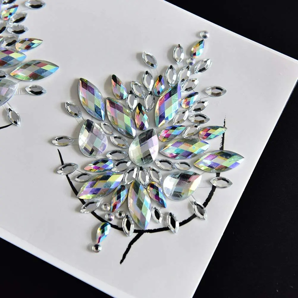 Mermaid Breast Gems Glitter Carnival Rhinestone Face Body Jewelry Stickers Crystal Tattoo Nipples