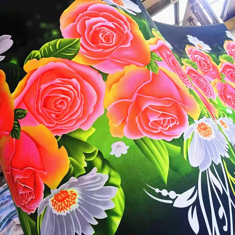 3D rose flower disperse print 100 polyester twill woven printed brushed bedding fabric from changxing manufacturers